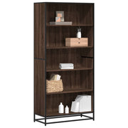 Boekenkast 80,5x35x170,5 cm bewerkt hout metaal bruin