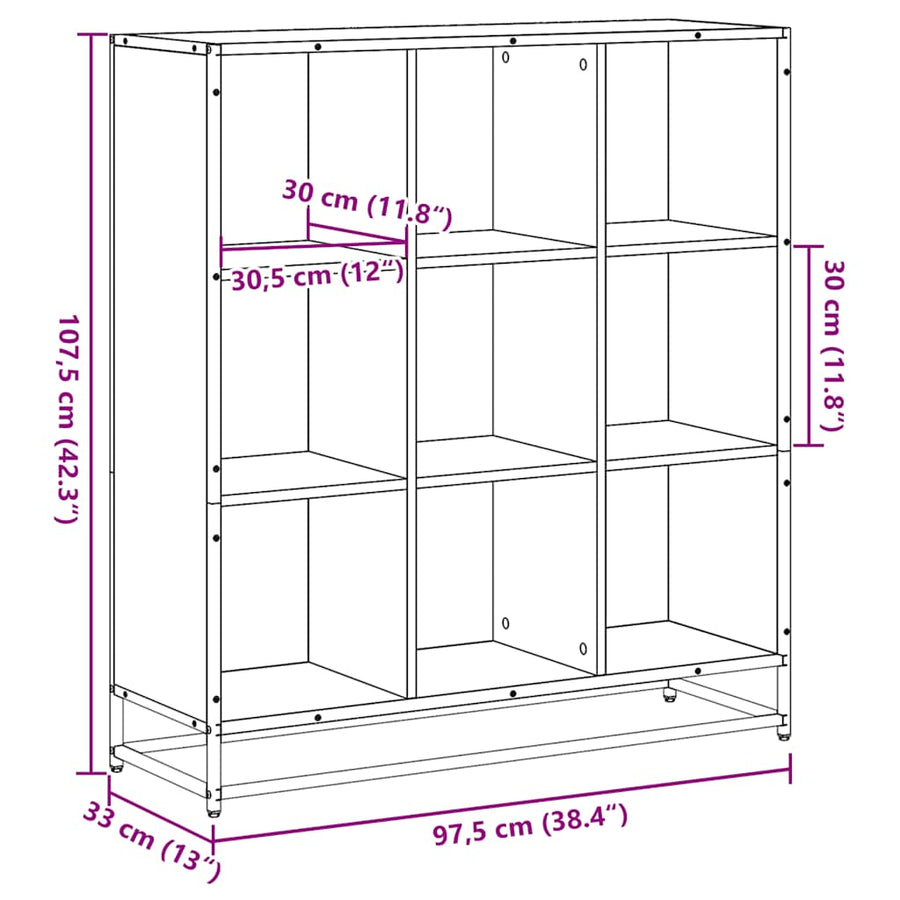 Boekenkast 97,5x33x107,5 cm bewerkt hout en metaal sonoma eiken
