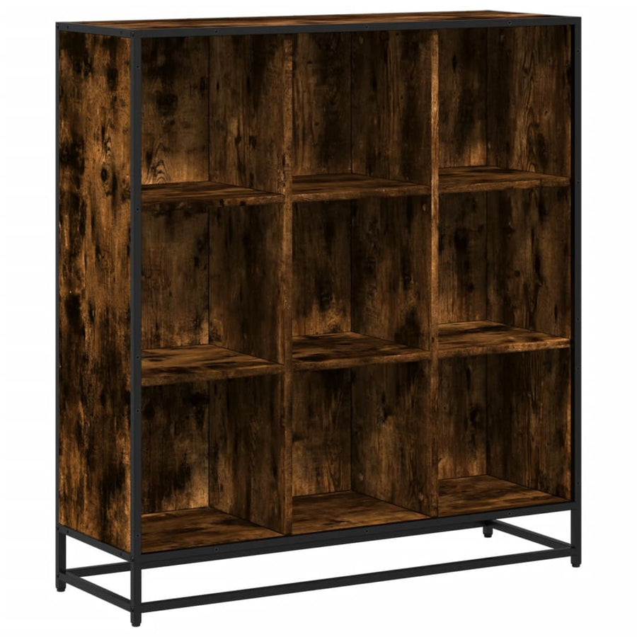 Boekenkast 97,5x33x107,5 cm hout en metaal gerookt eikenkleurig