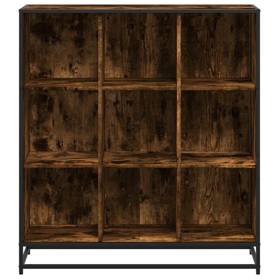 Boekenkast 97,5x33x107,5 cm hout en metaal gerookt eikenkleurig