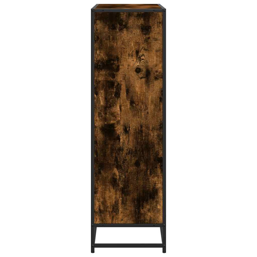 Boekenkast 97,5x33x107,5 cm hout en metaal gerookt eikenkleurig