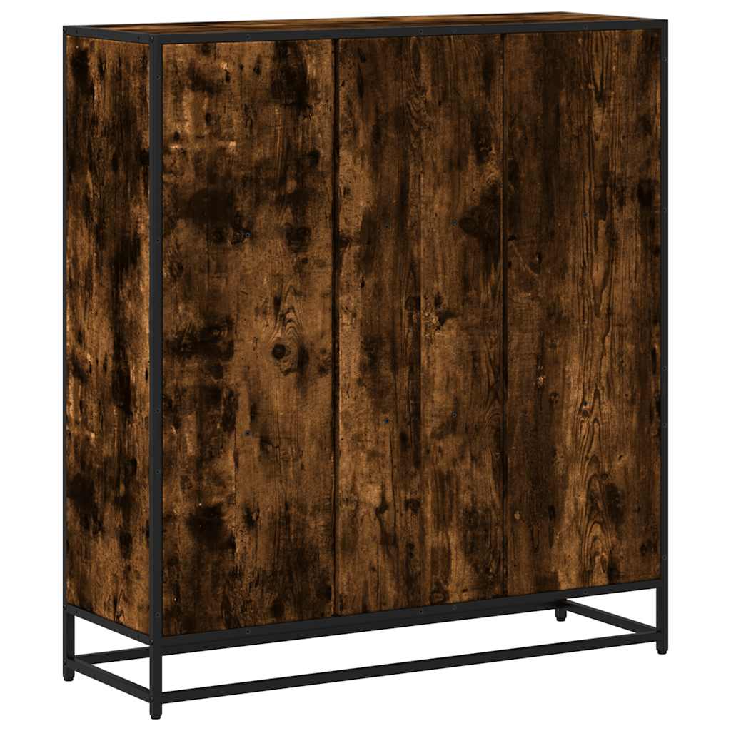 Boekenkast 97,5x33x107,5 cm hout en metaal gerookt eikenkleurig