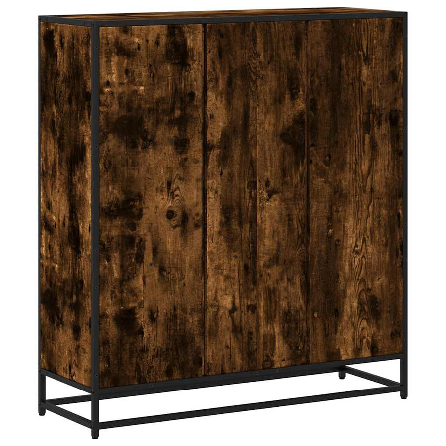 Boekenkast 97,5x33x107,5 cm hout en metaal gerookt eikenkleurig