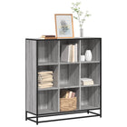 Boekenkast 97,5x33x107,5 cm bewerkt hout metaal grijs