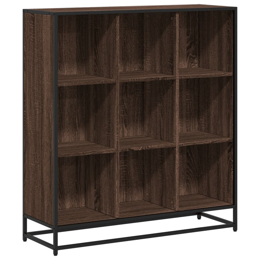 Boekenkast 97,5x33x107,5 cm bewerkt hout en metaal bruin eiken