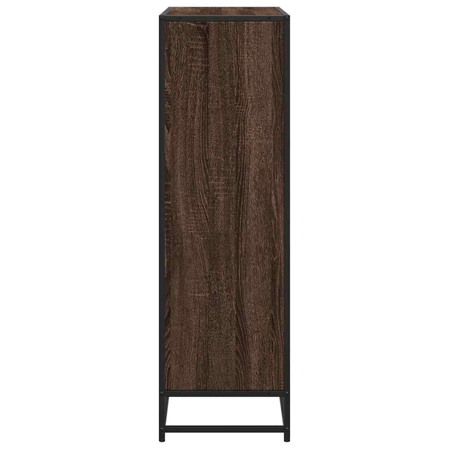 Boekenkast 97,5x33x107,5 cm bewerkt hout en metaal bruin eiken