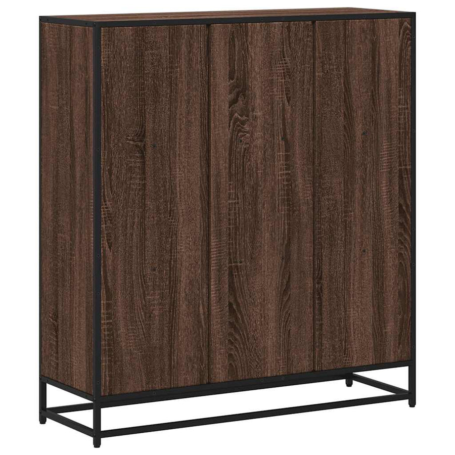 Boekenkast 97,5x33x107,5 cm bewerkt hout en metaal bruin eiken