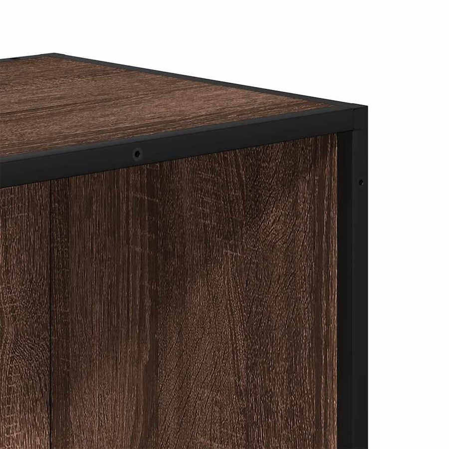 Boekenkast 97,5x33x107,5 cm bewerkt hout en metaal bruin eiken