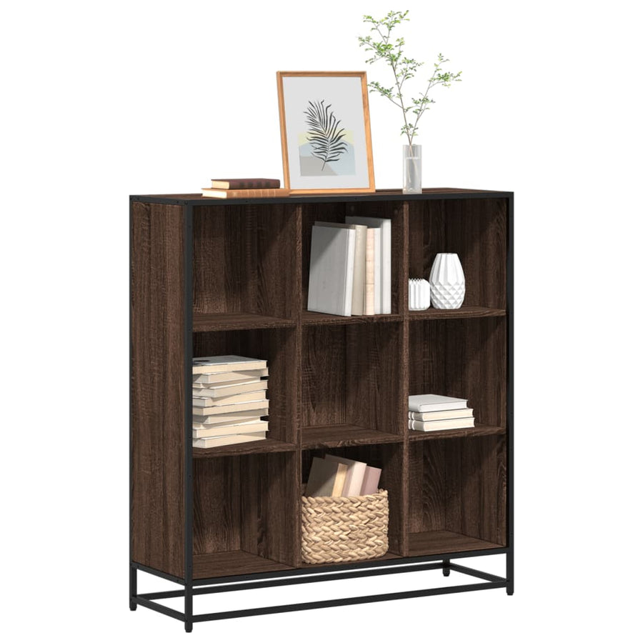 Boekenkast 97,5x33x107,5 cm bewerkt hout en metaal bruin eiken