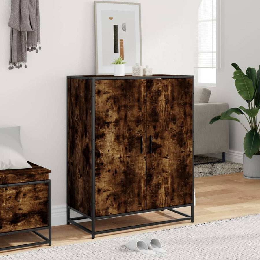 Schoenenkast 75x38x97,5 cm bewerkt hout en metaal gerookt eiken