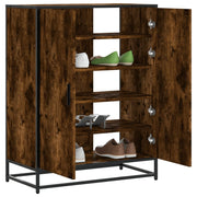 Schoenenkast 75x38x97,5 cm bewerkt hout metaal gerookt eiken