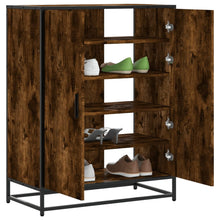 Schoenenkast 75x38x97,5 cm bewerkt hout en metaal gerookt eiken