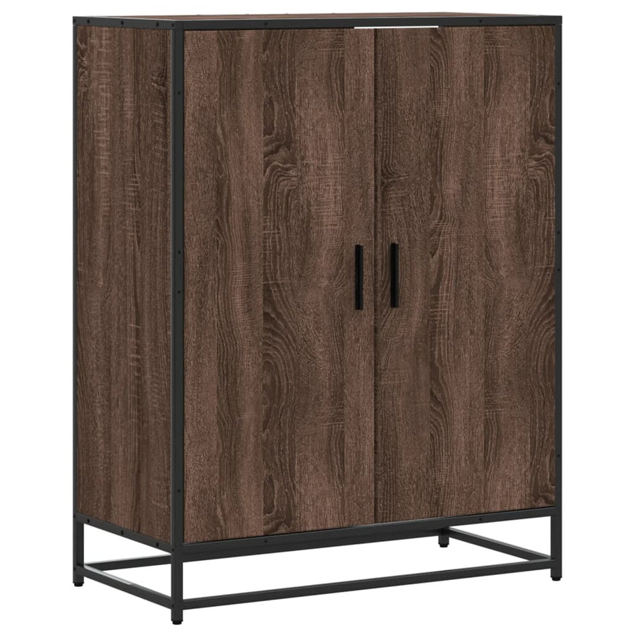 Schoenenkast 75x38x97,5 cm bewerkt hout en metaal bruin eiken