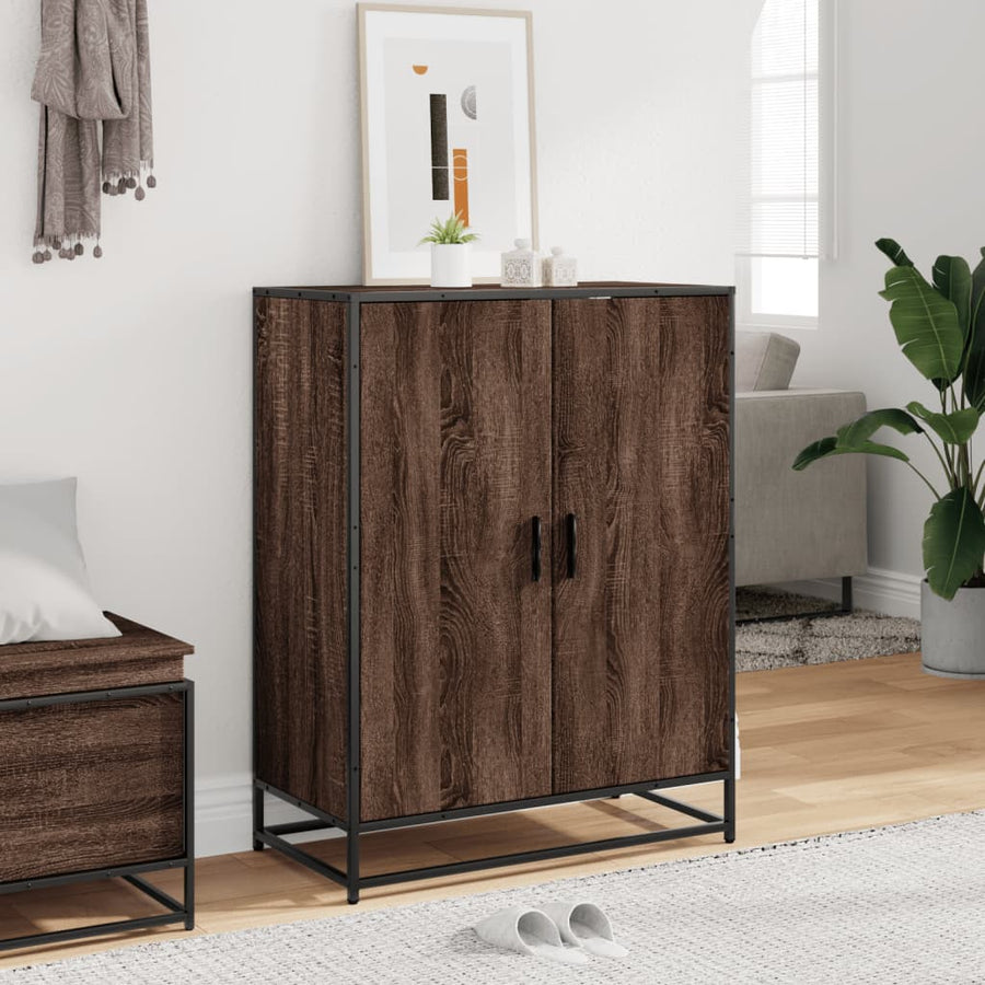 Schoenenkast 75x38x97,5 cm bewerkt hout en metaal bruin eiken