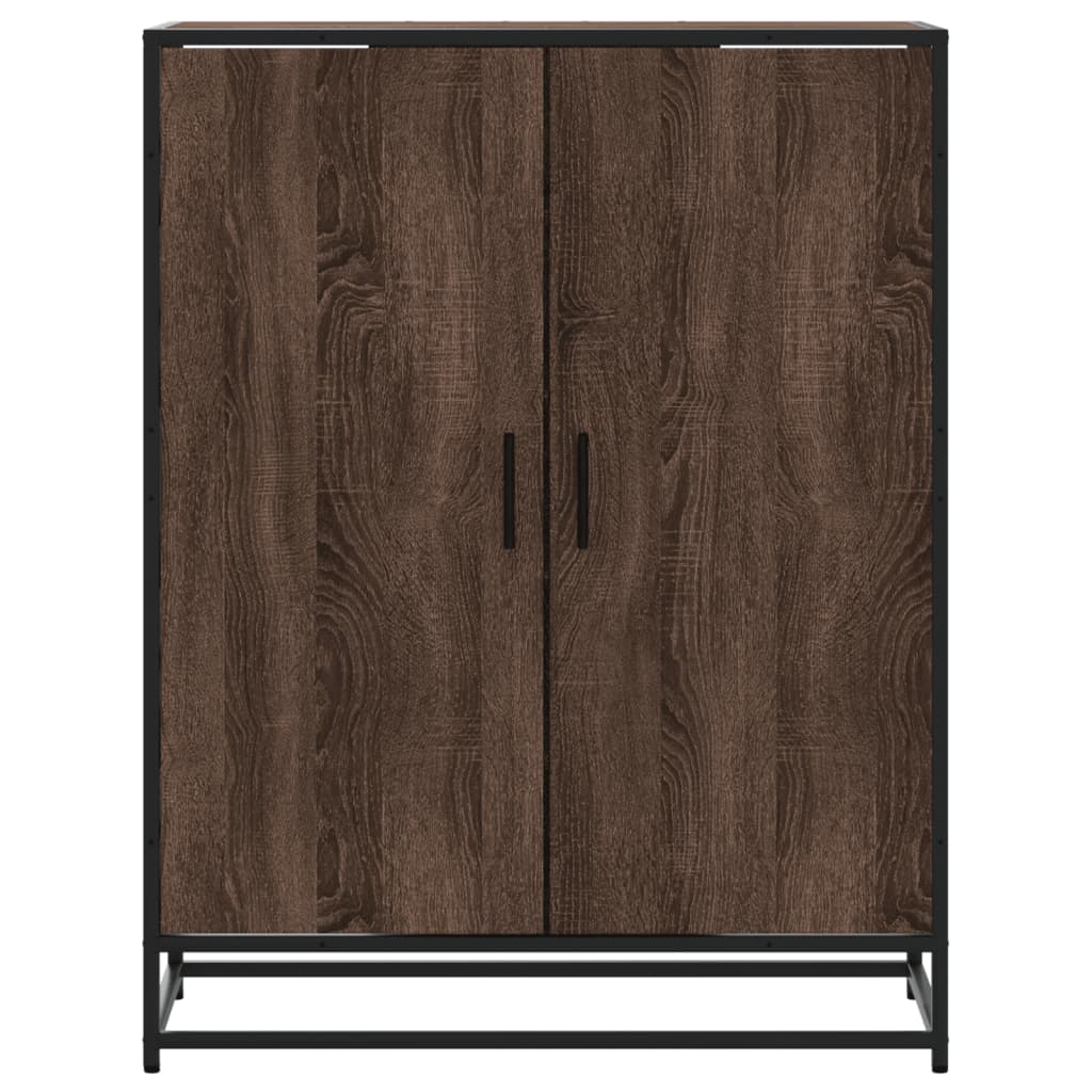 Schoenenkast 75x38x97,5 cm bewerkt hout en metaal bruin eiken