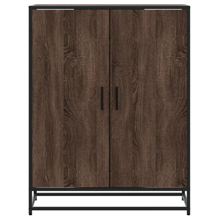 Schoenenkast 75x38x97,5 cm bewerkt hout en metaal bruin eiken