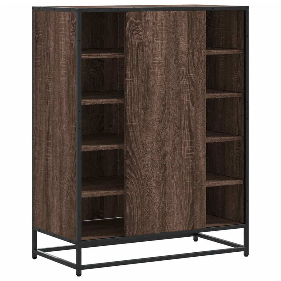Schoenenkast 75x38x97,5 cm bewerkt hout en metaal bruin eiken