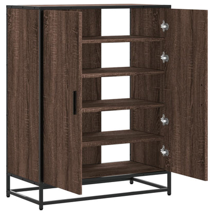 Schoenenkast 75x38x97,5 cm bewerkt hout en metaal bruin eiken