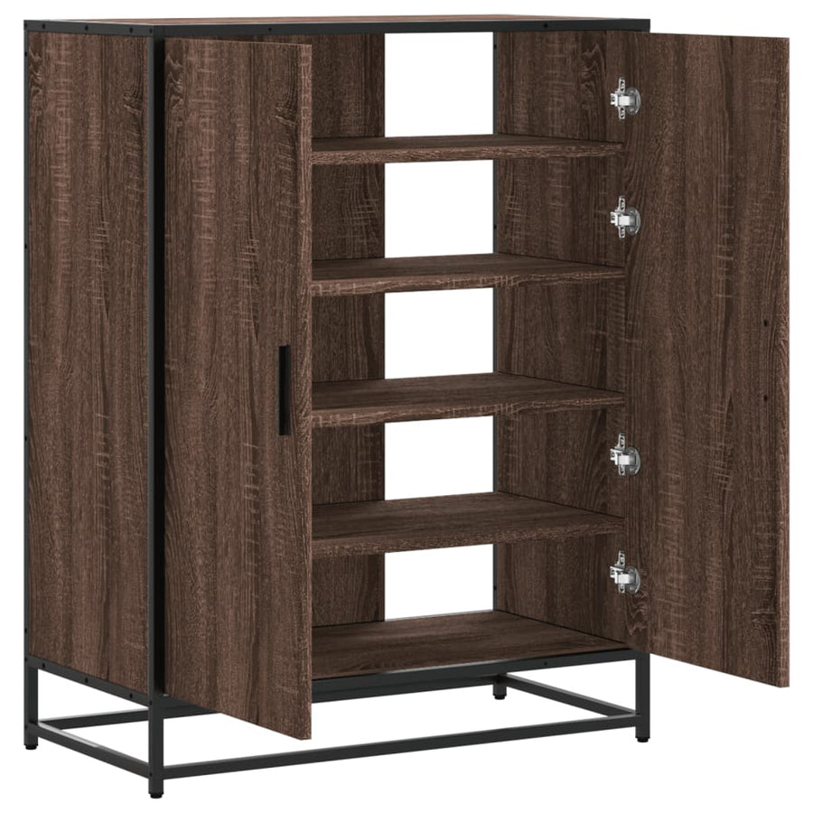 Schoenenkast 75x38x97,5 cm bewerkt hout en metaal bruin eiken