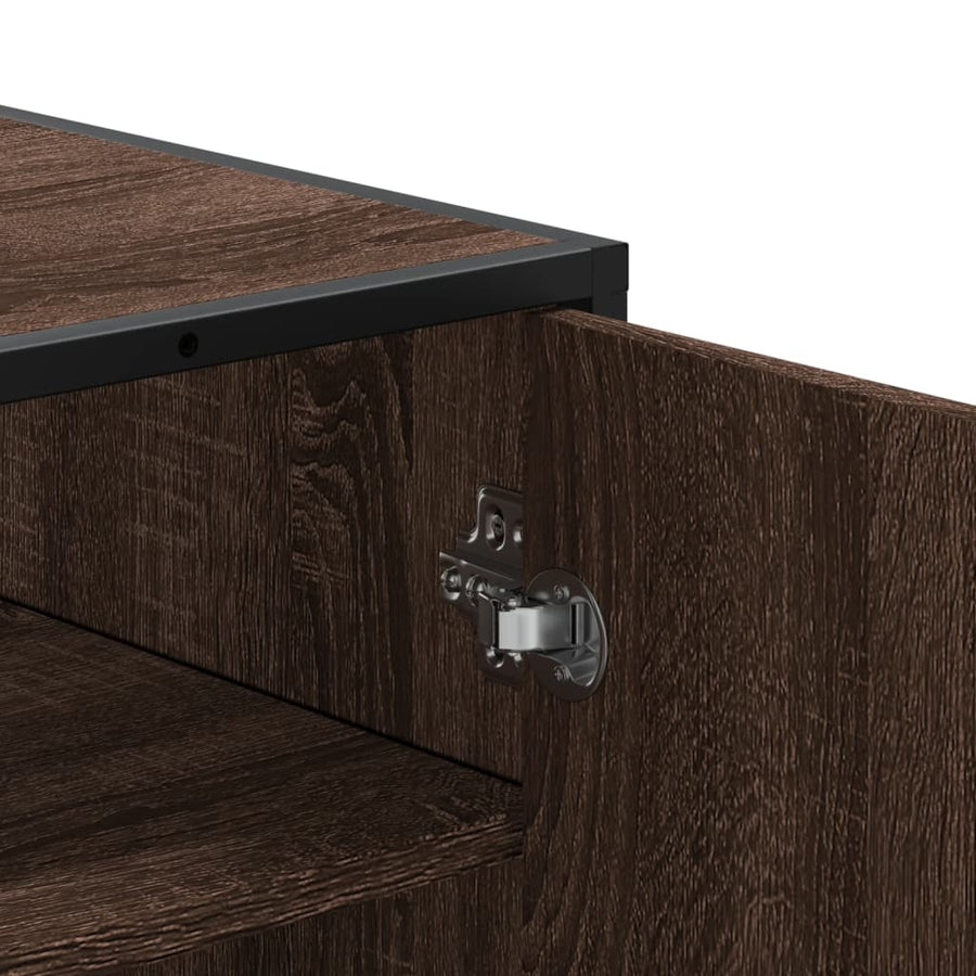 Schoenenkast 75x38x97,5 cm bewerkt hout en metaal bruin eiken