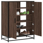 Schoenenkast 75x38x97,5 cm bewerkt hout metaal bruin eiken