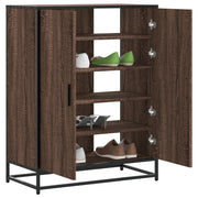 Schoenenkast 75x38x97,5 cm bewerkt hout metaal bruin eiken