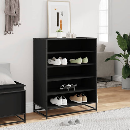 Schoenenkast 75x38x97,5 cm bewerkt hout en metaal zwart