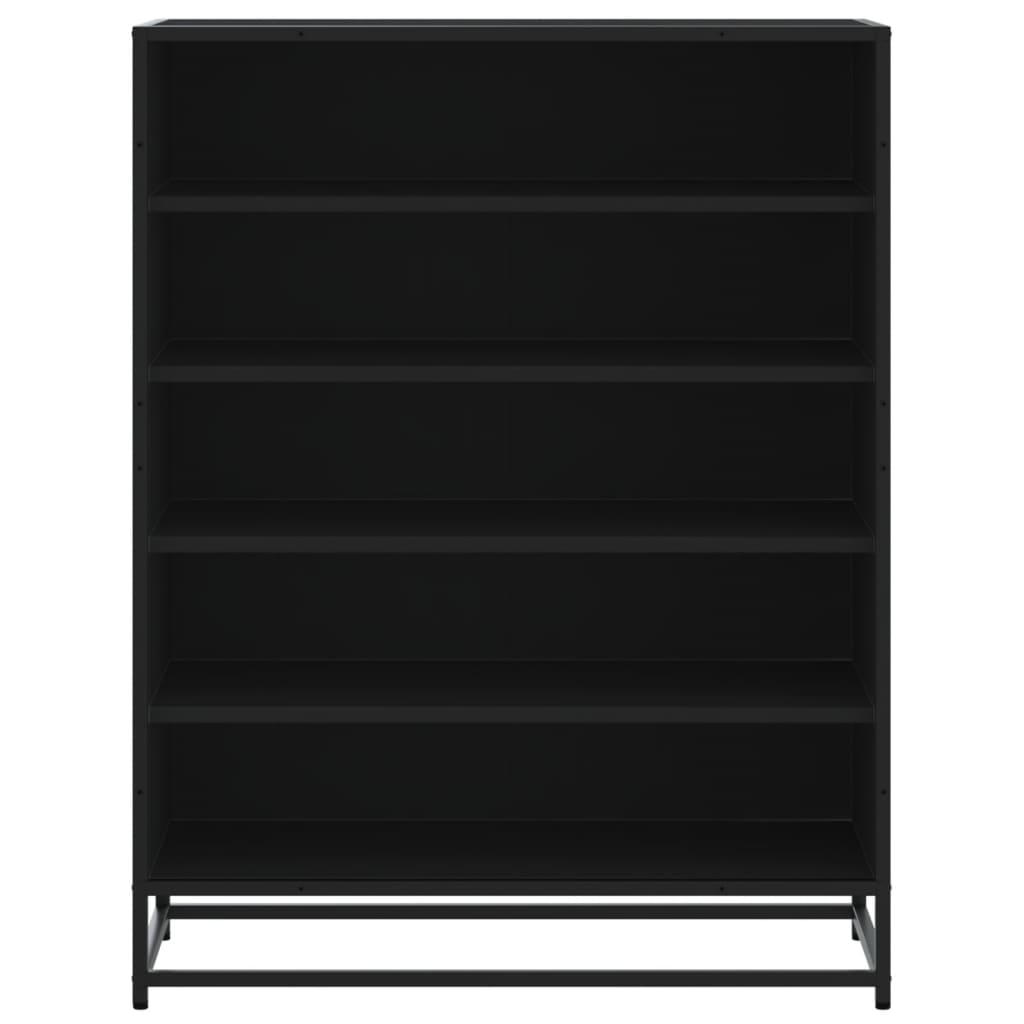 Schoenenkast 75x38x97,5 cm bewerkt hout en metaal zwart