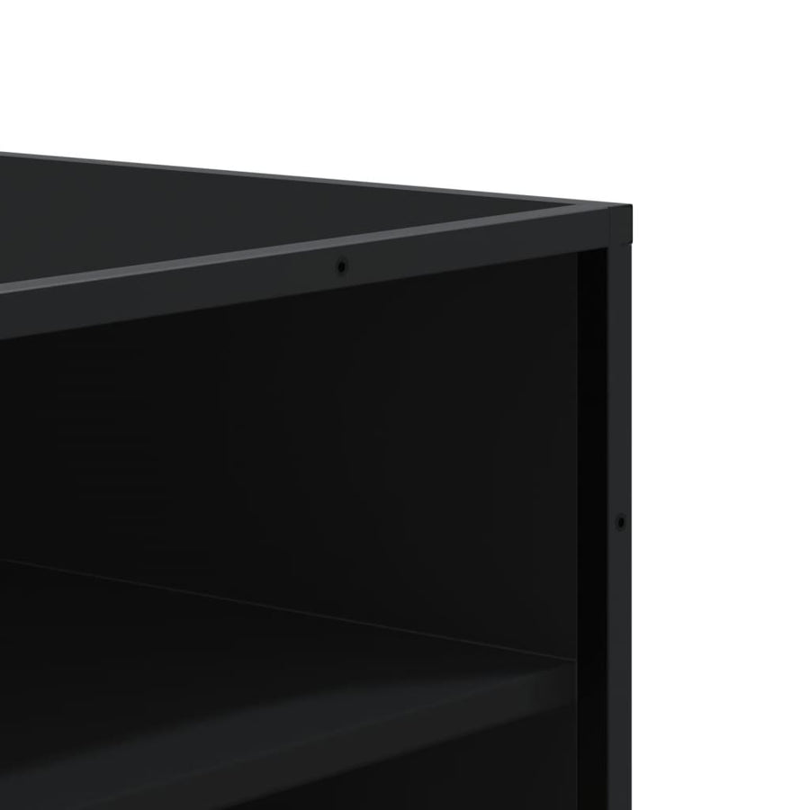 Schoenenkast 75x38x97,5 cm bewerkt hout en metaal zwart