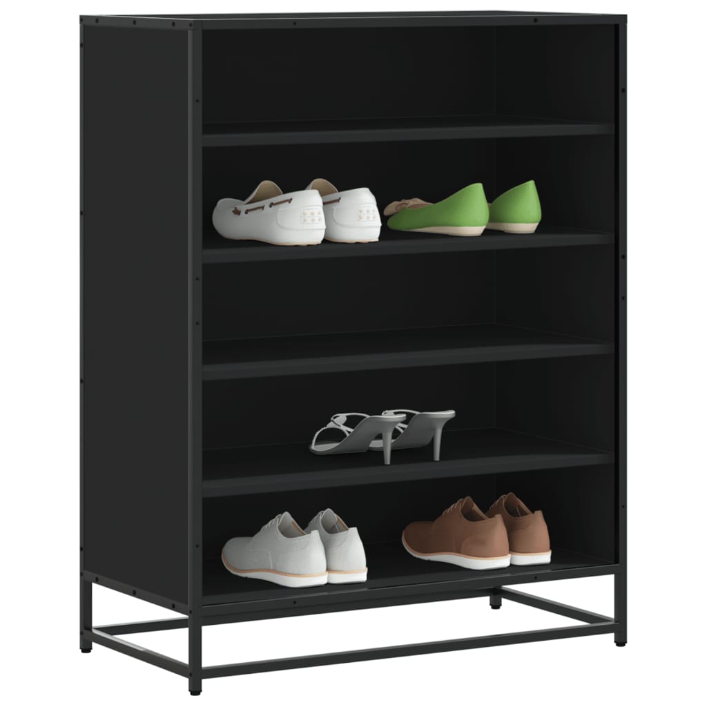 Schoenenkast 75x38x97,5 cm bewerkt hout en metaal zwart