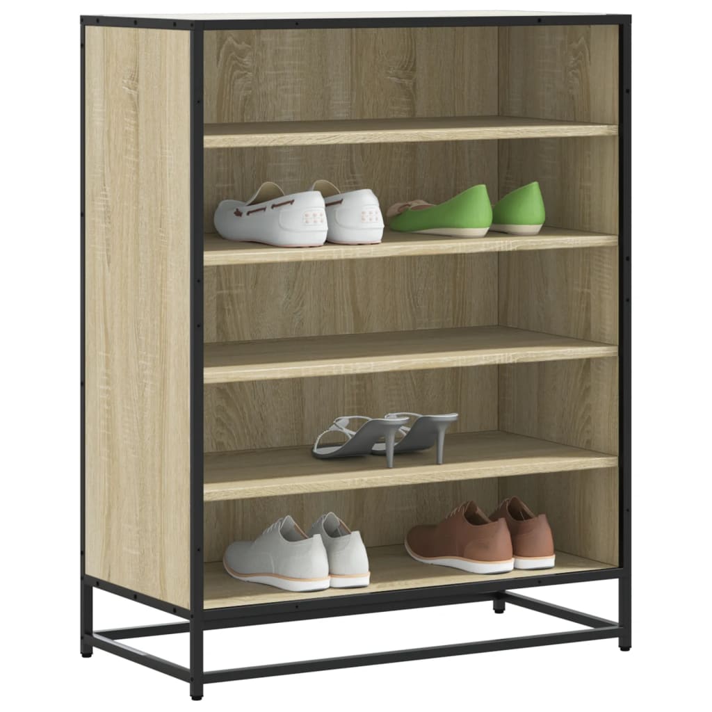 Schoenenkast 75x38x97,5 cm bewerkt hout en metaal sonoma eiken