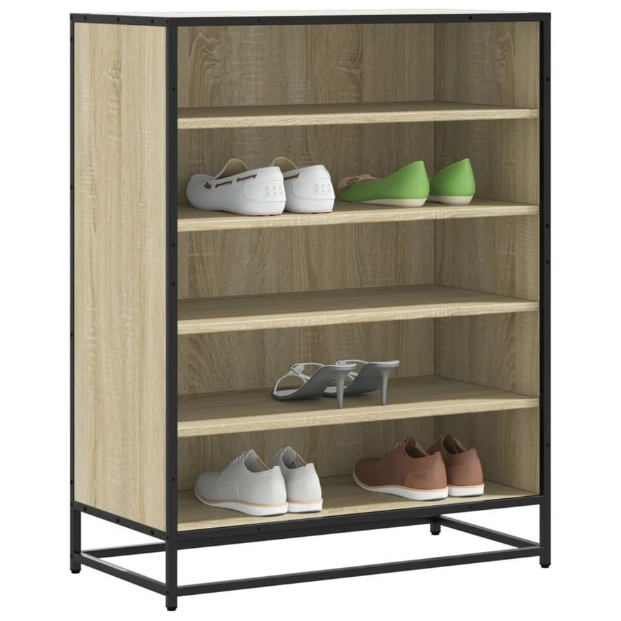 Schoenenkast 75x38x97,5 cm bewerkt hout en metaal sonoma eiken