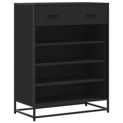 Schoenenkast 75x38x97,5 cm bewerkt hout en metaal zwart