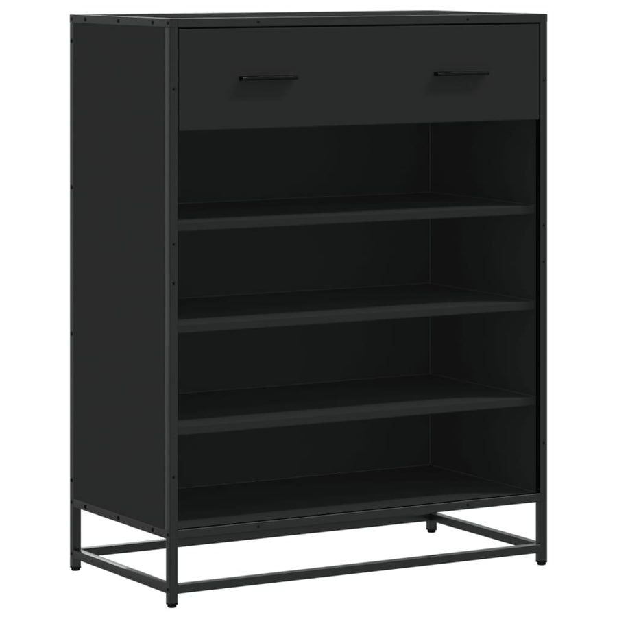 Schoenenkast 75x38x97,5 cm bewerkt hout en metaal zwart