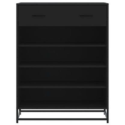 Schoenenkast 75x38x97,5 cm bewerkt hout en metaal zwart