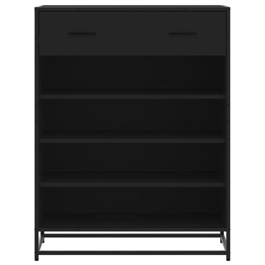 Schoenenkast 75x38x97,5 cm bewerkt hout en metaal zwart