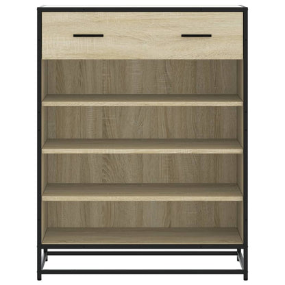 Schoenenkast 75x38x97,5 cm bewerkt hout en metaal sonoma eiken