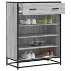 Schoenenkast 75x38x97,5 cm bewerkt hout metaal grijs sonoma