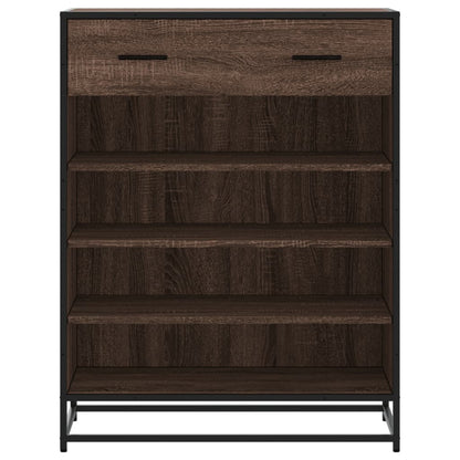 Schoenenkast 75x38x97,5 cm bewerkt hout en metaal bruin eiken