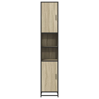 Badkamerkast 35x37,5x188,5 cm hout en metaal sonoma eikenkleur