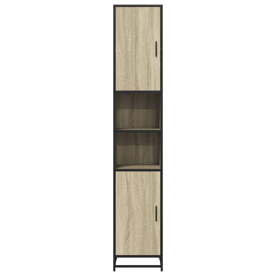 Badkamerkast 35x37,5x188,5 cm hout en metaal sonoma eikenkleur