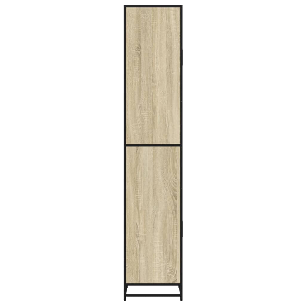 Badkamerkast 35x37,5x188,5 cm hout en metaal sonoma eikenkleur