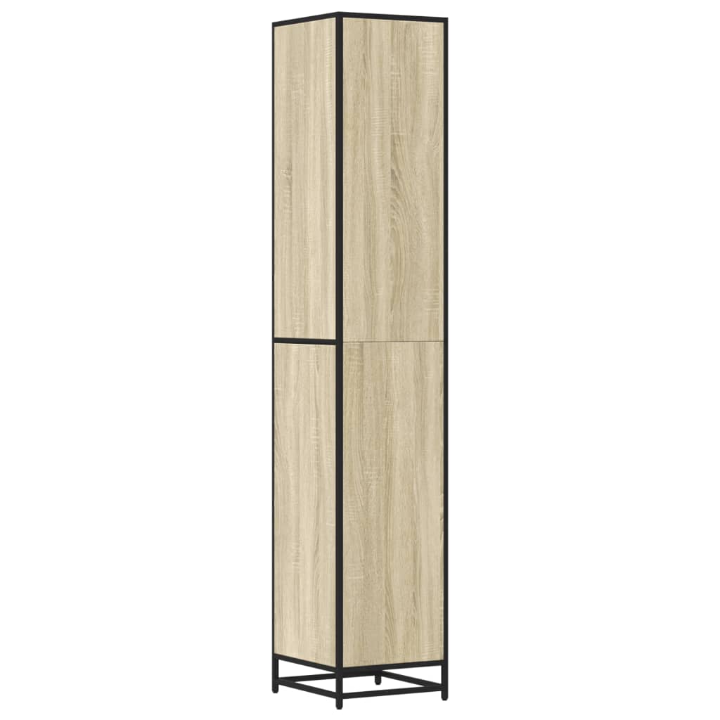 Badkamerkast 35x37,5x188,5 cm hout en metaal sonoma eikenkleur