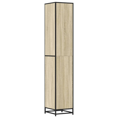 Badkamerkast 35x37,5x188,5 cm hout en metaal sonoma eikenkleur