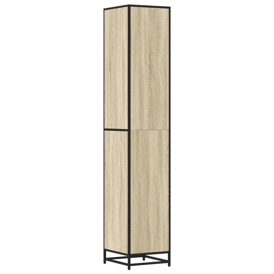 Badkamerkast 35x37,5x188,5 cm hout en metaal sonoma eikenkleur