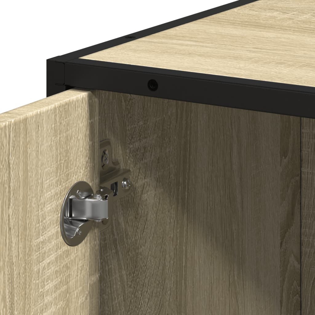 Badkamerkast 35x37,5x188,5 cm hout en metaal sonoma eikenkleur