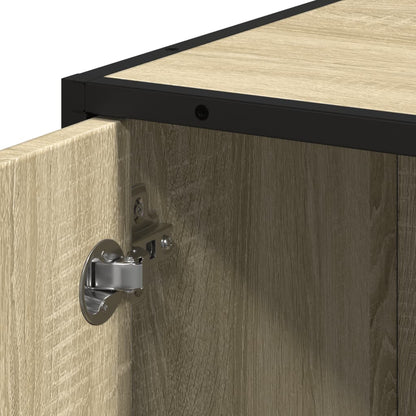Badkamerkast 35x37,5x188,5 cm hout en metaal sonoma eikenkleur