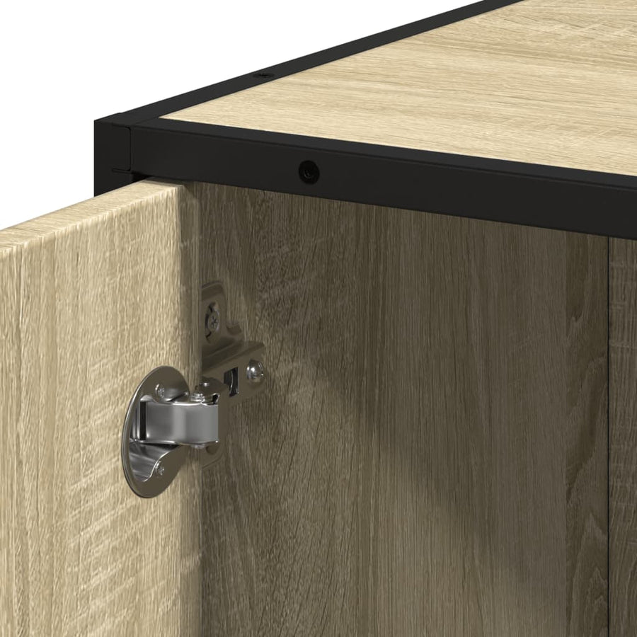 Badkamerkast 35x37,5x188,5 cm hout en metaal sonoma eikenkleur
