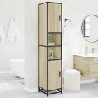 Badkamerkast 35x37,5x188,5 cm hout metaal sonoma eiken