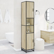 Badkamerkast 35x37,5x188,5 cm hout metaal sonoma eiken